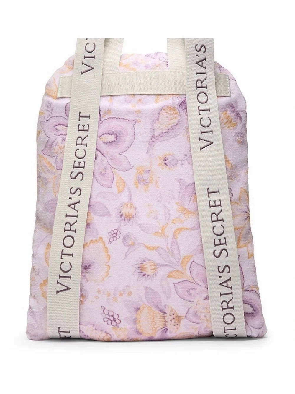 NWT Victoria’s Secret Packable Beach Towel Backpack Purple Floral - Picture 3 of 5